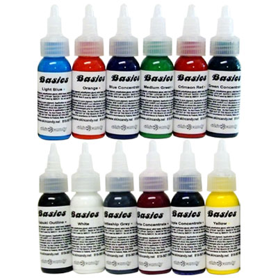 Skin Candy 12 Color "Basics" Tattoo Ink Set. These are the perfect inks for 