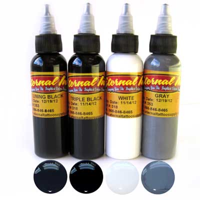 Reviews: Tattoo Supply Reviews at Joker Tattoo Supplies Eternal Tattoo Ink  Black & Gray 4 Color Set