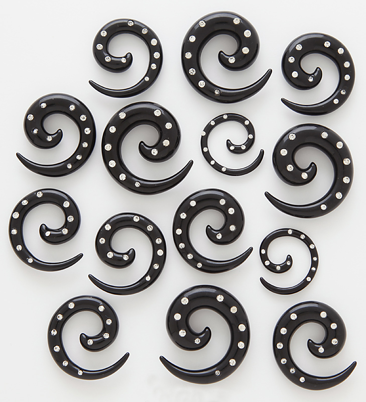 Black Spiral Gem Tapers