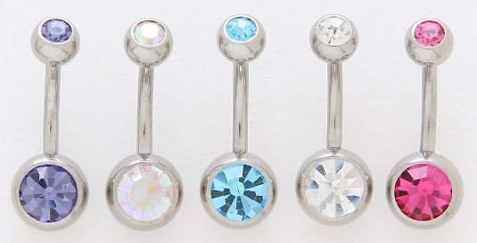 Double Gem Belly Button Ring