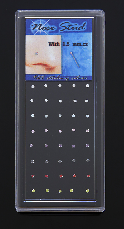 Silver Nose Stud Color Rhinestones