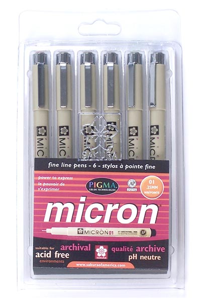 Pigma Micron 01, 6-color set