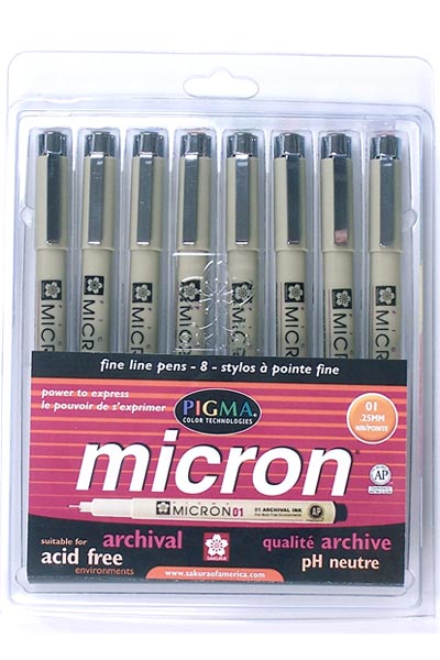 Pigma Micron 01, 8-color set