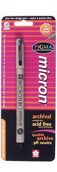 Pigma Micron 01, fine point pen,.25 mm - BLACK ink