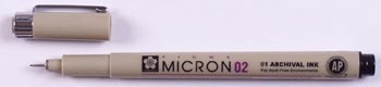 Pigma Micron 02, fine point pen,.30 mm - BLACK ink