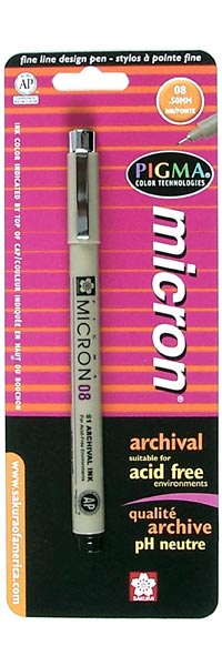 Pigma Micron 08, fine point pen, .50 mm - BLACK ink
