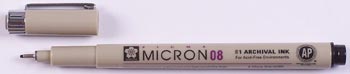 Pigma Micron 08, fine point pen, .50 mm - BLACK ink