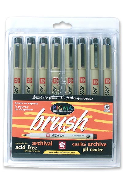 Pigma Brush, 8-color set