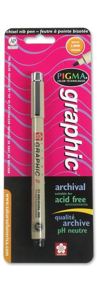 Pigma Graphic 2, chisel tip, 2.0 mm - BLACK ink