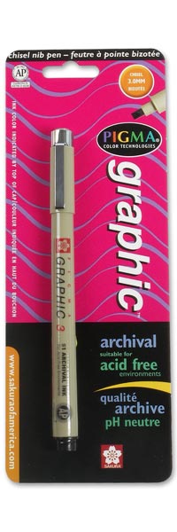 Pigma Graphic 3, chisel tip, 3.0 mm - BLACK ink