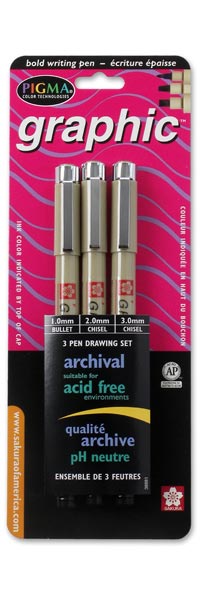 Pigma Graphic 3 pack - BLACK ink
