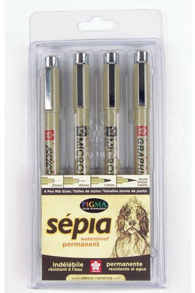 Pigma Sepia 4 pen set