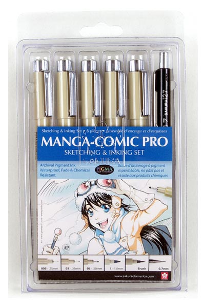 Pigma Manga - Comic Pro, 6 piece set