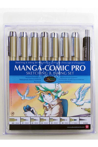 Pigma Manga - Comic Pro, 8 piece set