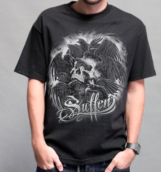 Crow Skull Mash T-Shirt by Sullen
