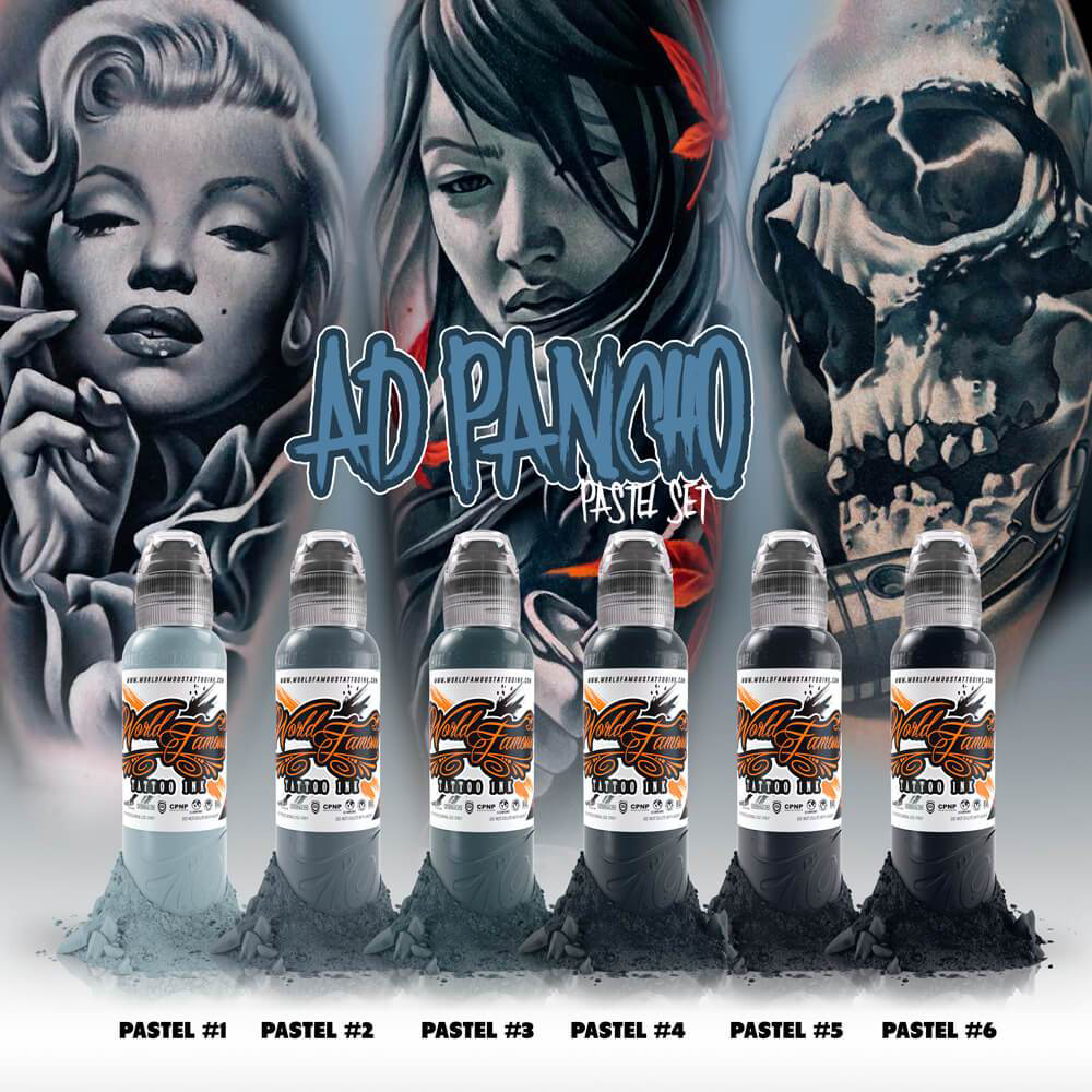 A.D. Pancho Pastel Grey Set by World Famous Tattoo Inks