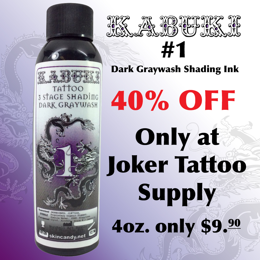 Kabuki Grey Wash #1 4oz. Bottle on sale for only $9.90 at Joker Tattoo Supply